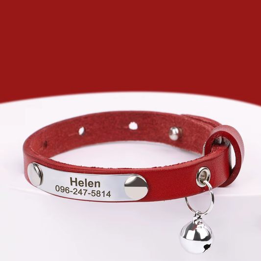 Collier cuir pour chat personnalisable