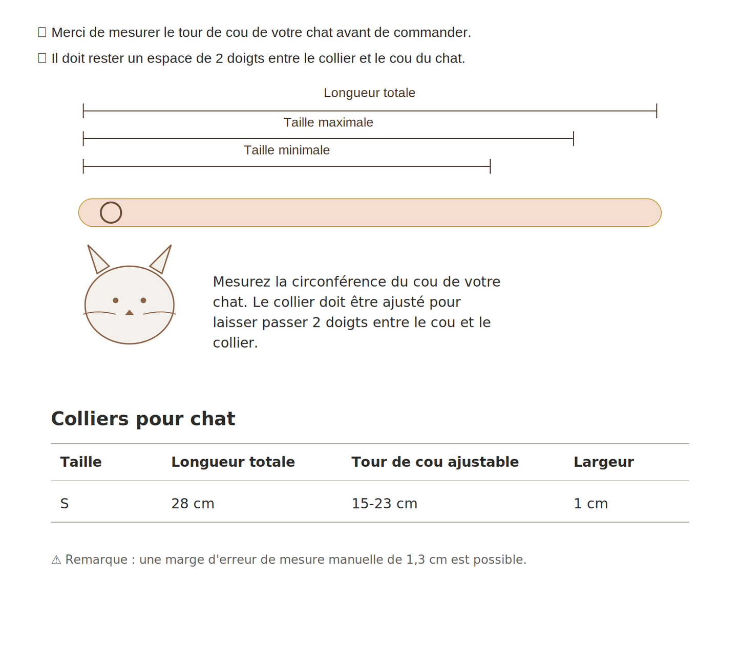 Collier cuir pour chat personnalisable