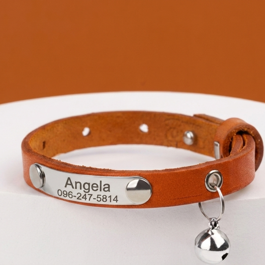 Collier cuir pour chat personnalisable